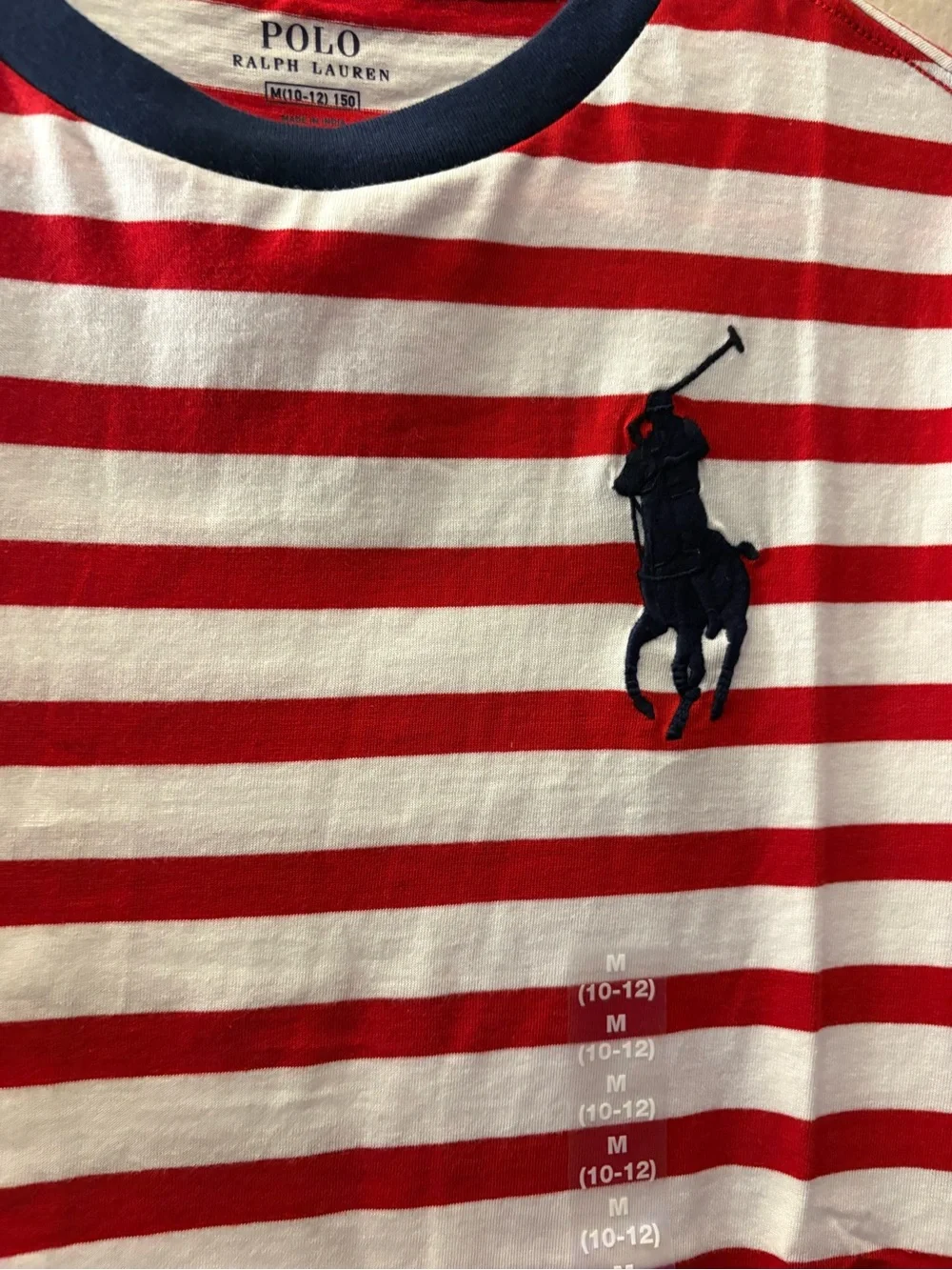 Polo by Ralph Lauren Red & White Striped Tee with Navy Pony